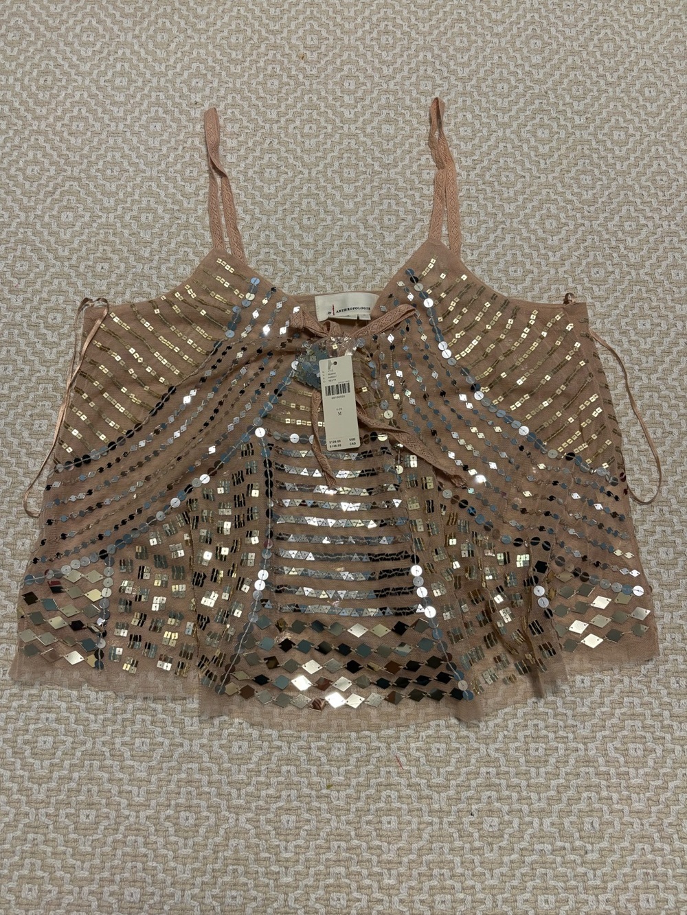 Anthropologie sequin sheer tank sz Medium - Picture 2 of 9